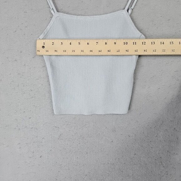 Abercrombie & Fitch Crop Top Womens M Baby Blue Stretchy Ribbed Knit Preppy Sexy - Picture 2 of 7
